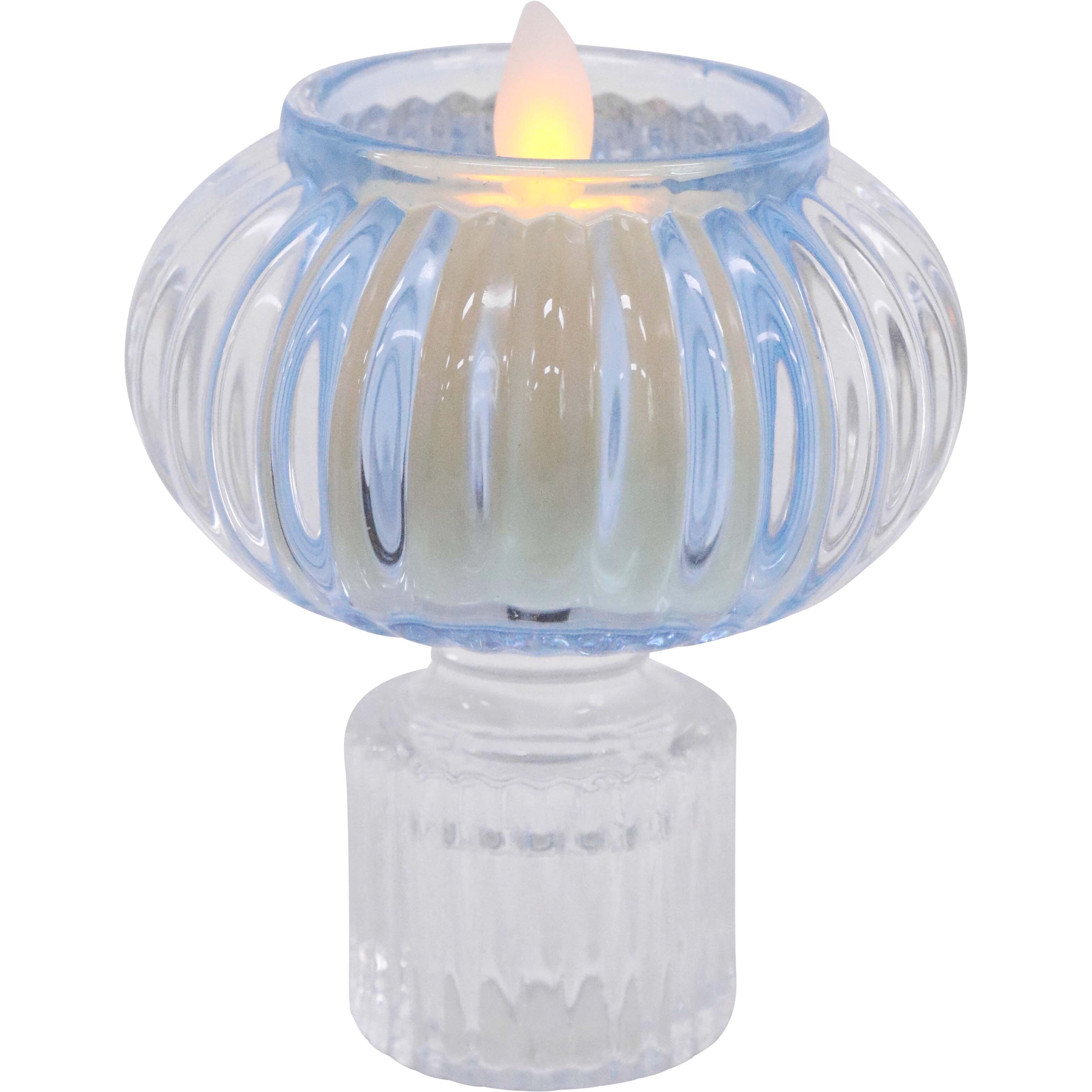 Double Sided Stackable Candle Holder Blue/Clear