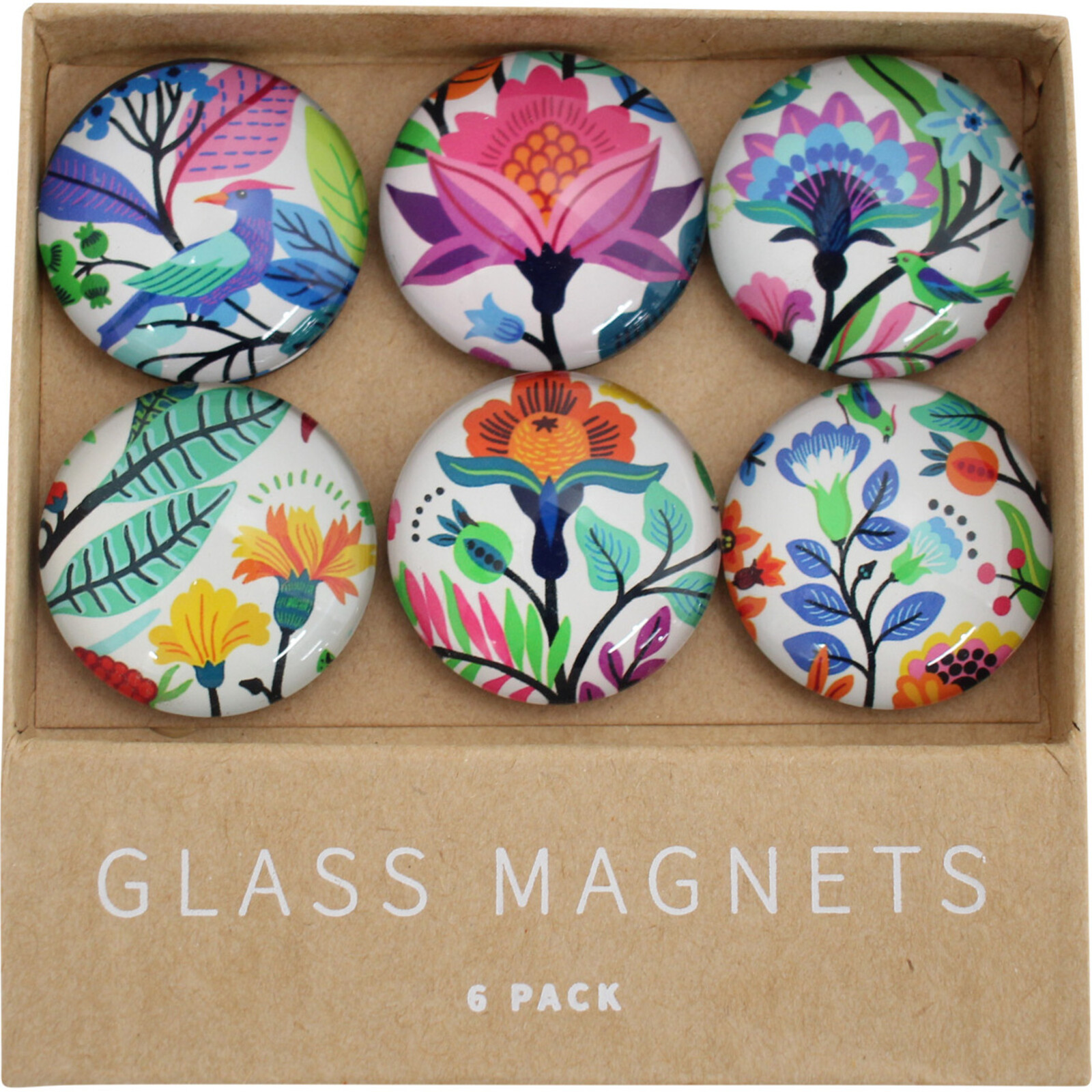 Glass Magnets Bright Flora S/6