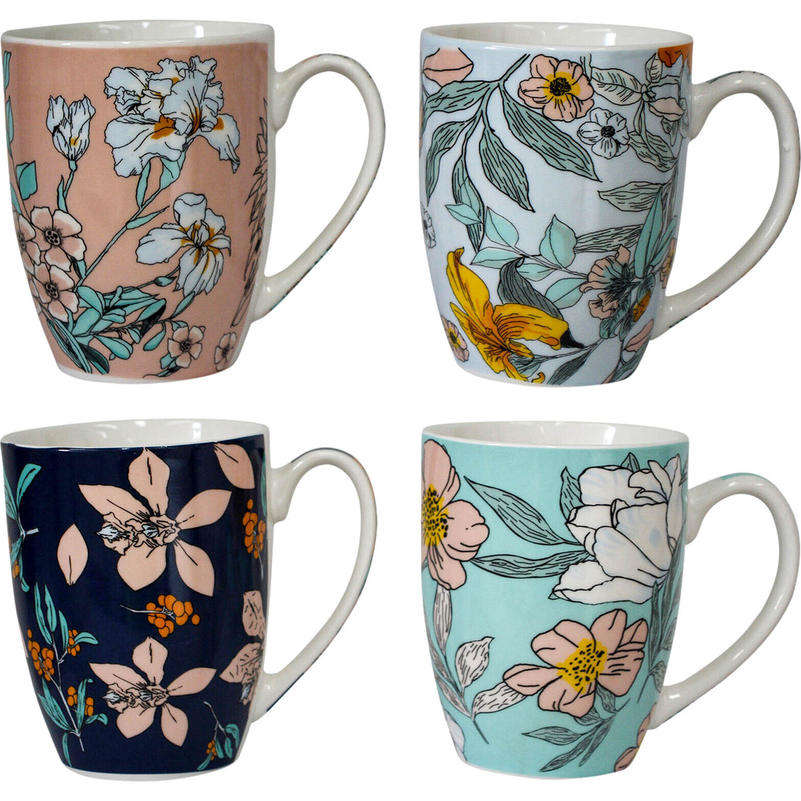 Mugs Floral Pastel Asstd