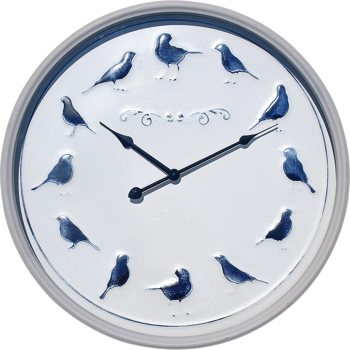 Clock Blue Bird W/Grey Frame 48cm