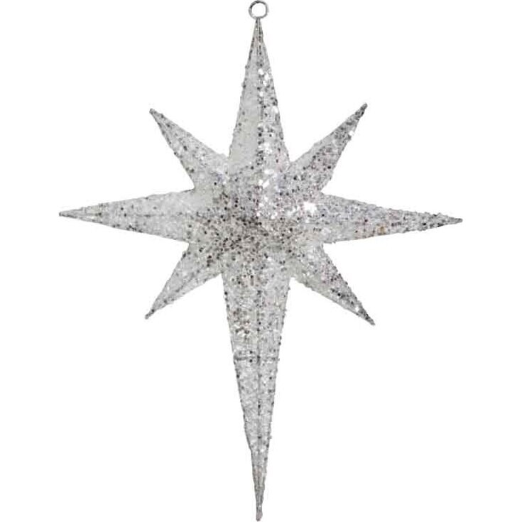 Hanging Star White Glitter Small