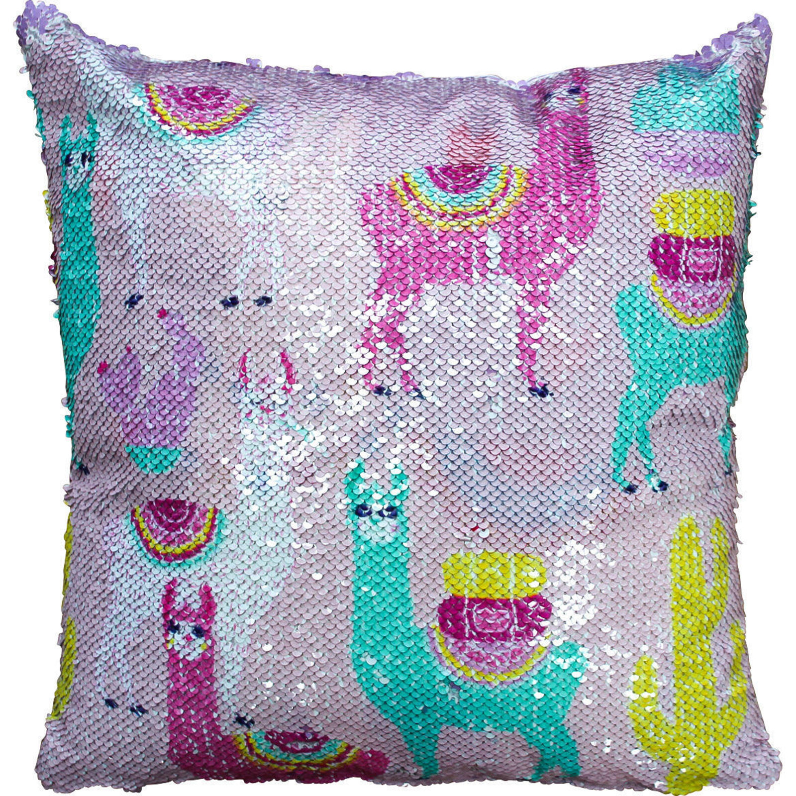 Cushion Sequin Llama Pink