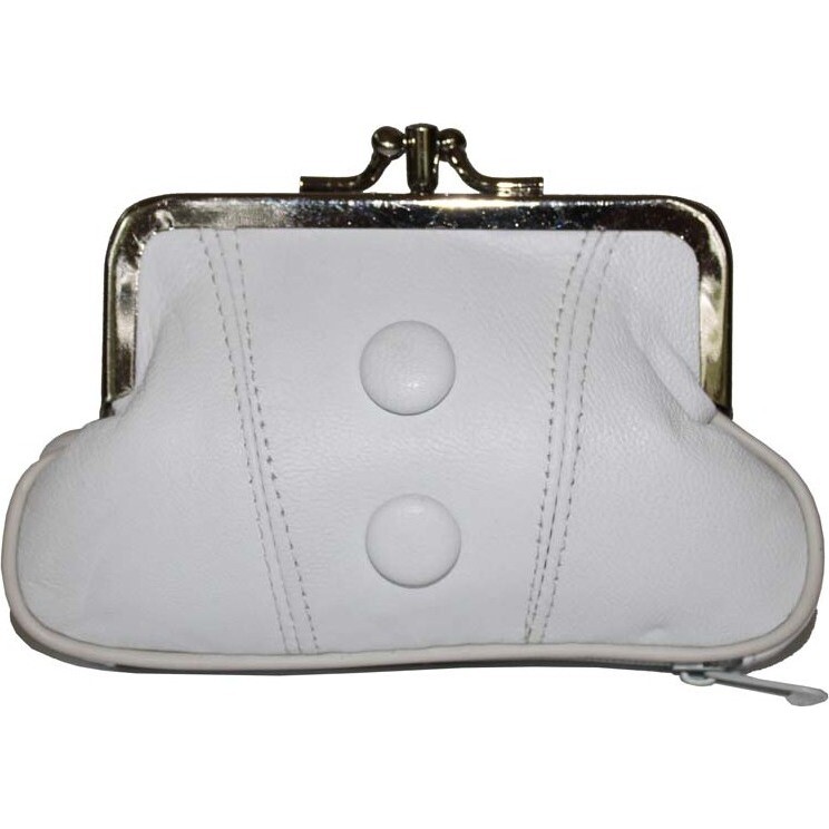 Leather Button Purse - Cream