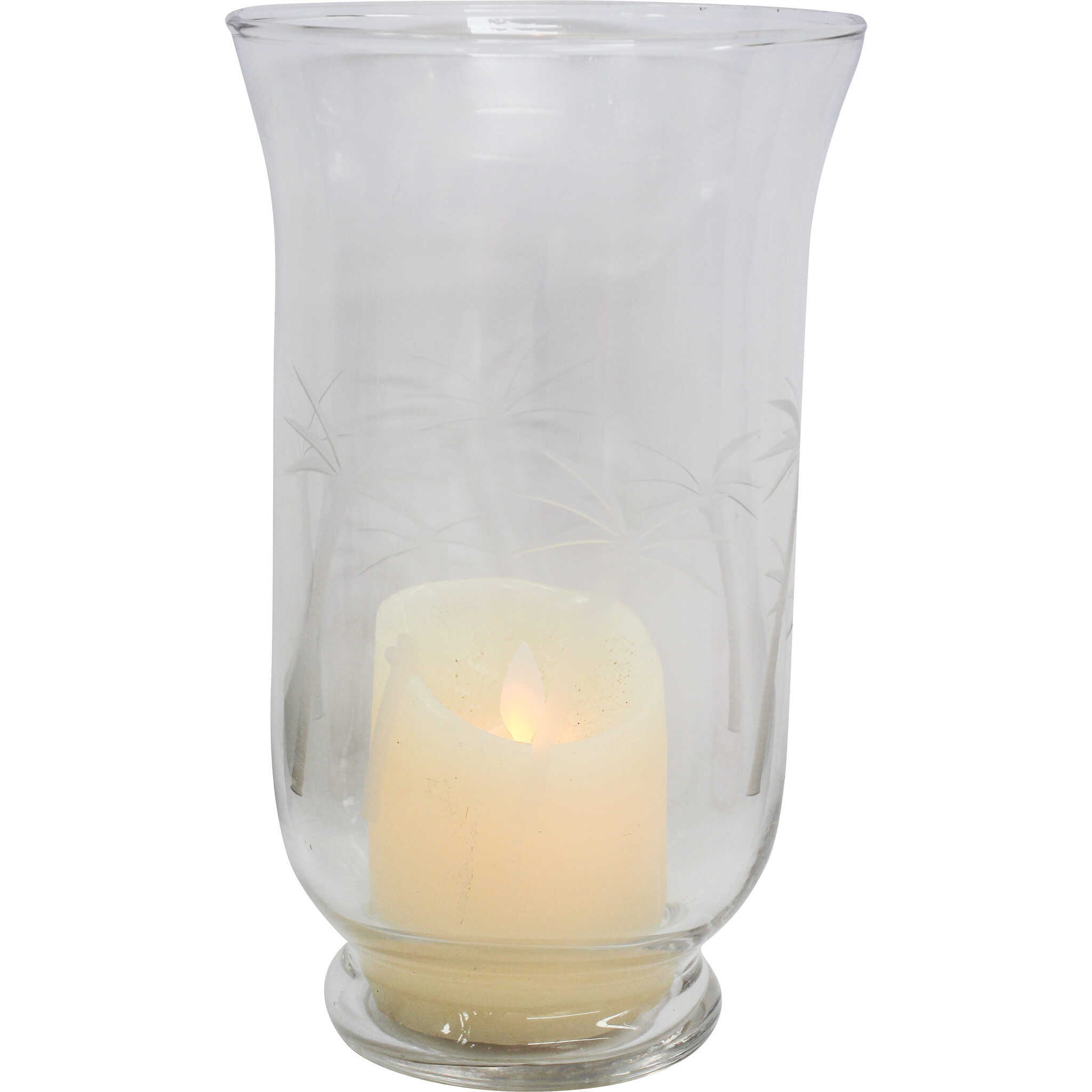 Glass Candle Holder Palm Lrg