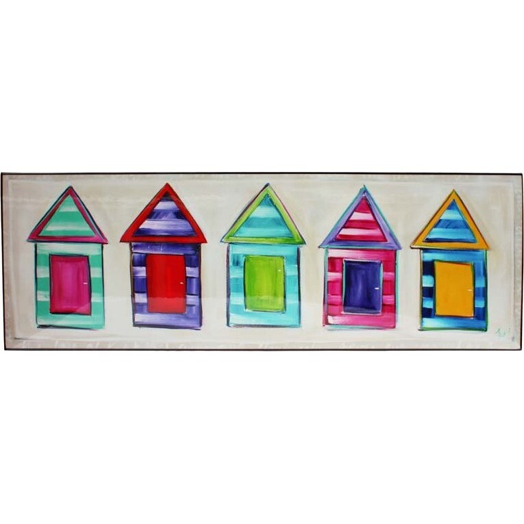 Lacquer Artwork - Beach Huts Bright 