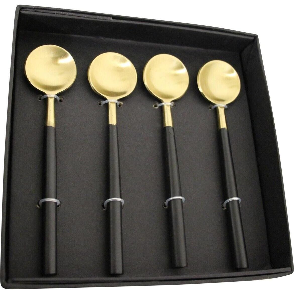 Box Teaspoon Brass Black S/4