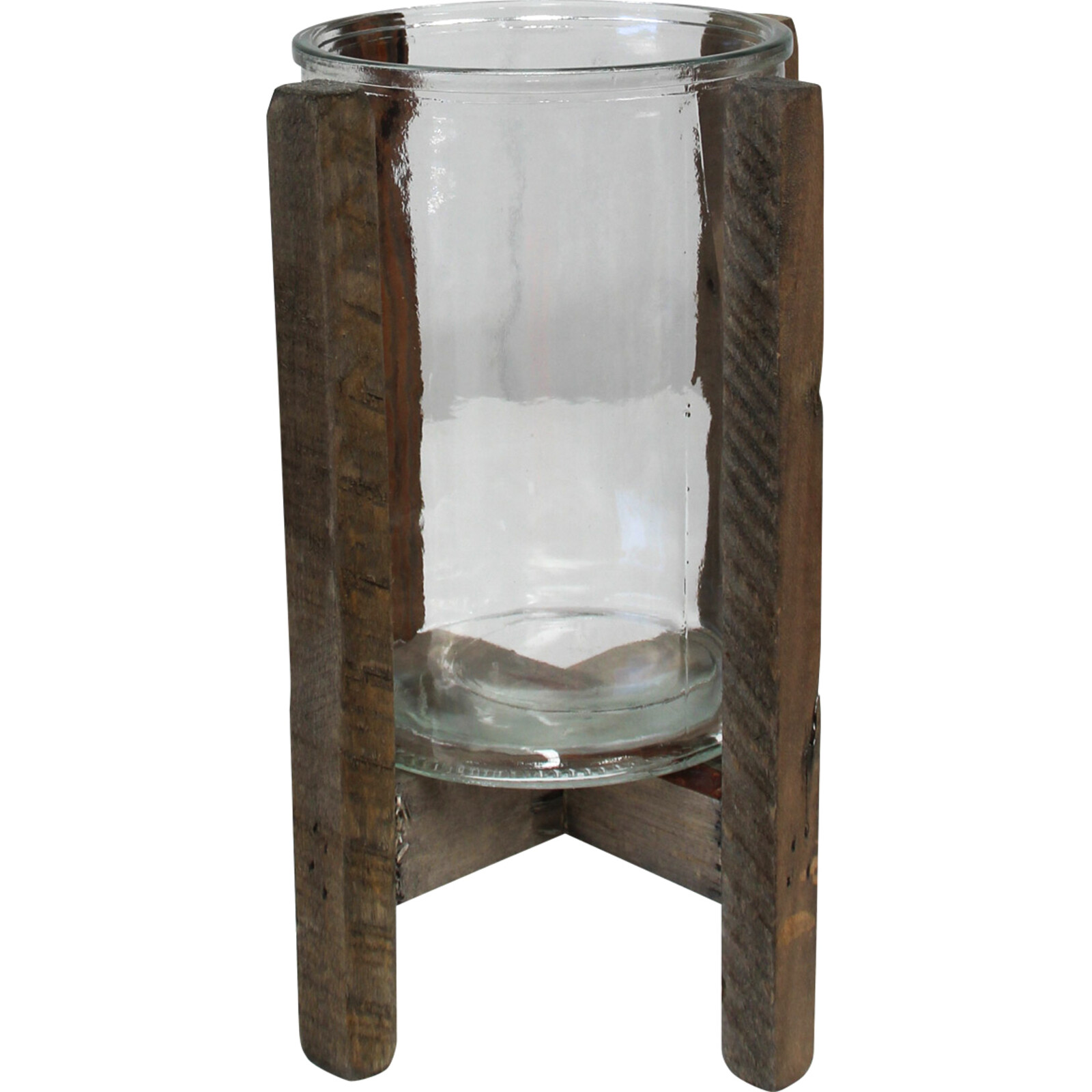 Candleholder Rustic Glass Lrg