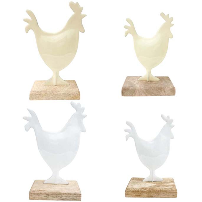 S/2 Roosters Asstd - price per set- Ivory/white