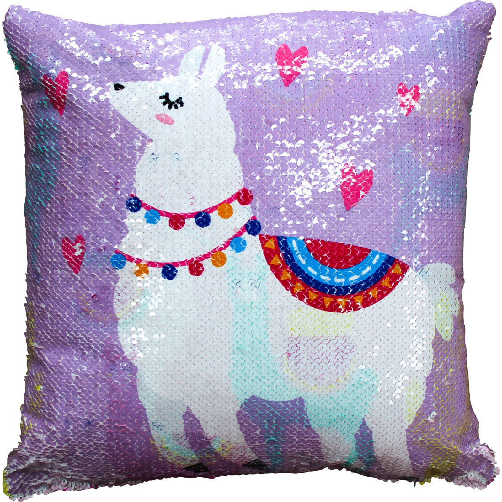 Cushion Sequin Llama Pink
