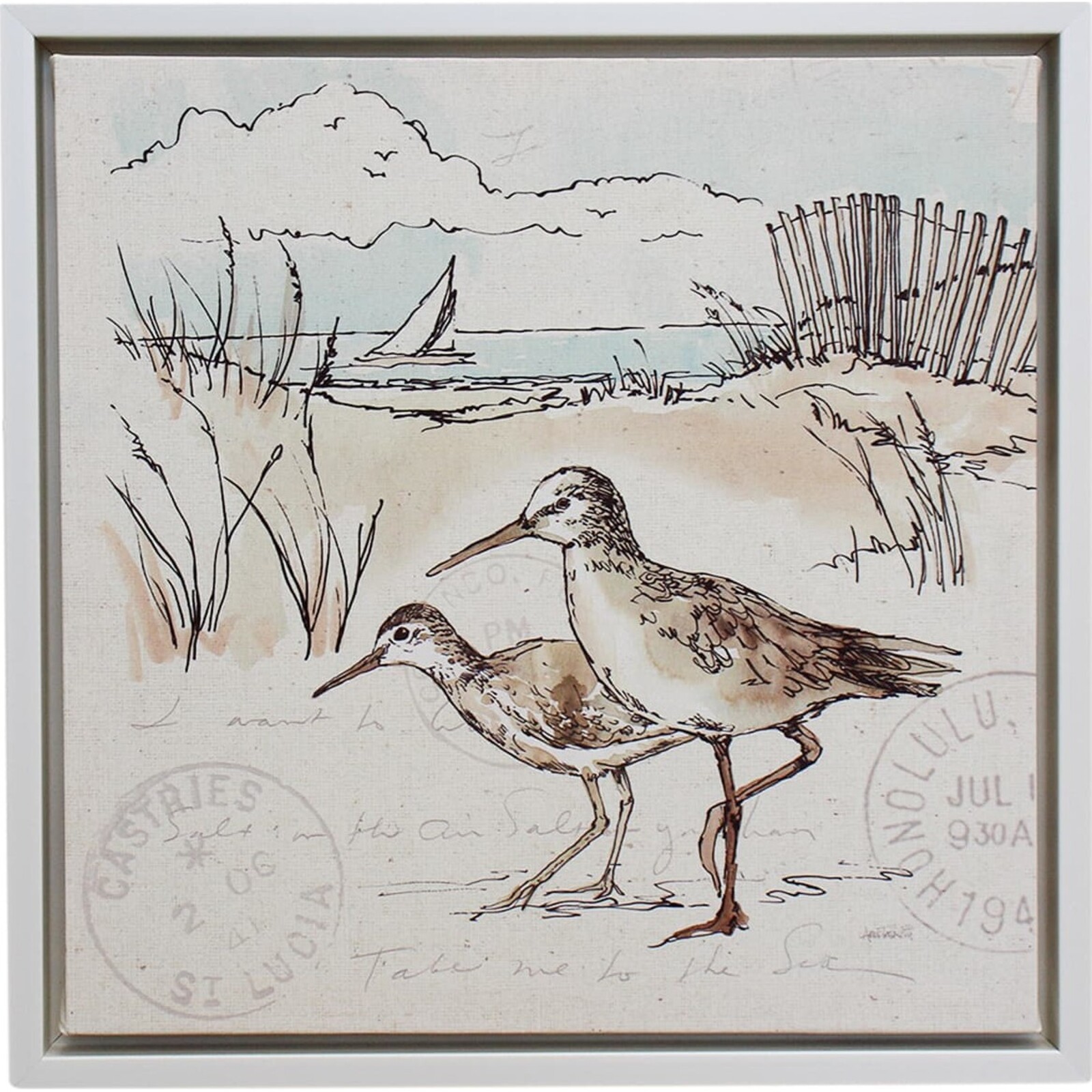 Framed Canvas Sandpipers 1