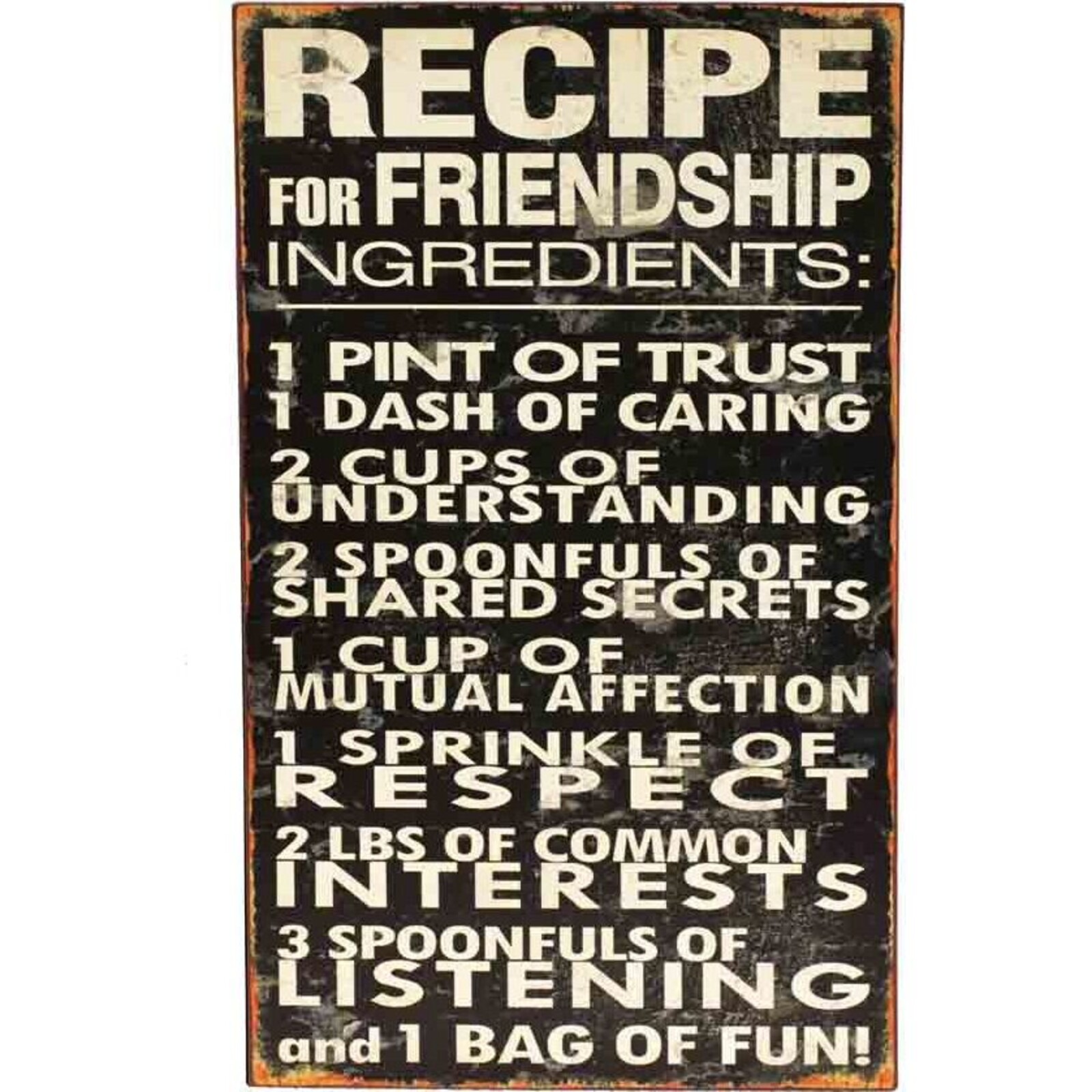 Tin Sign - Friendship Recipe