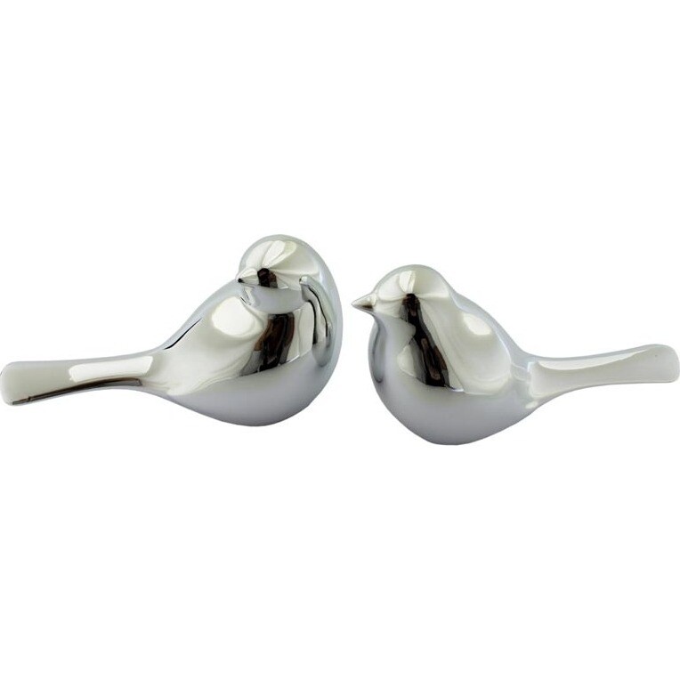 Porcelain Silver Bird - set 2 - Small