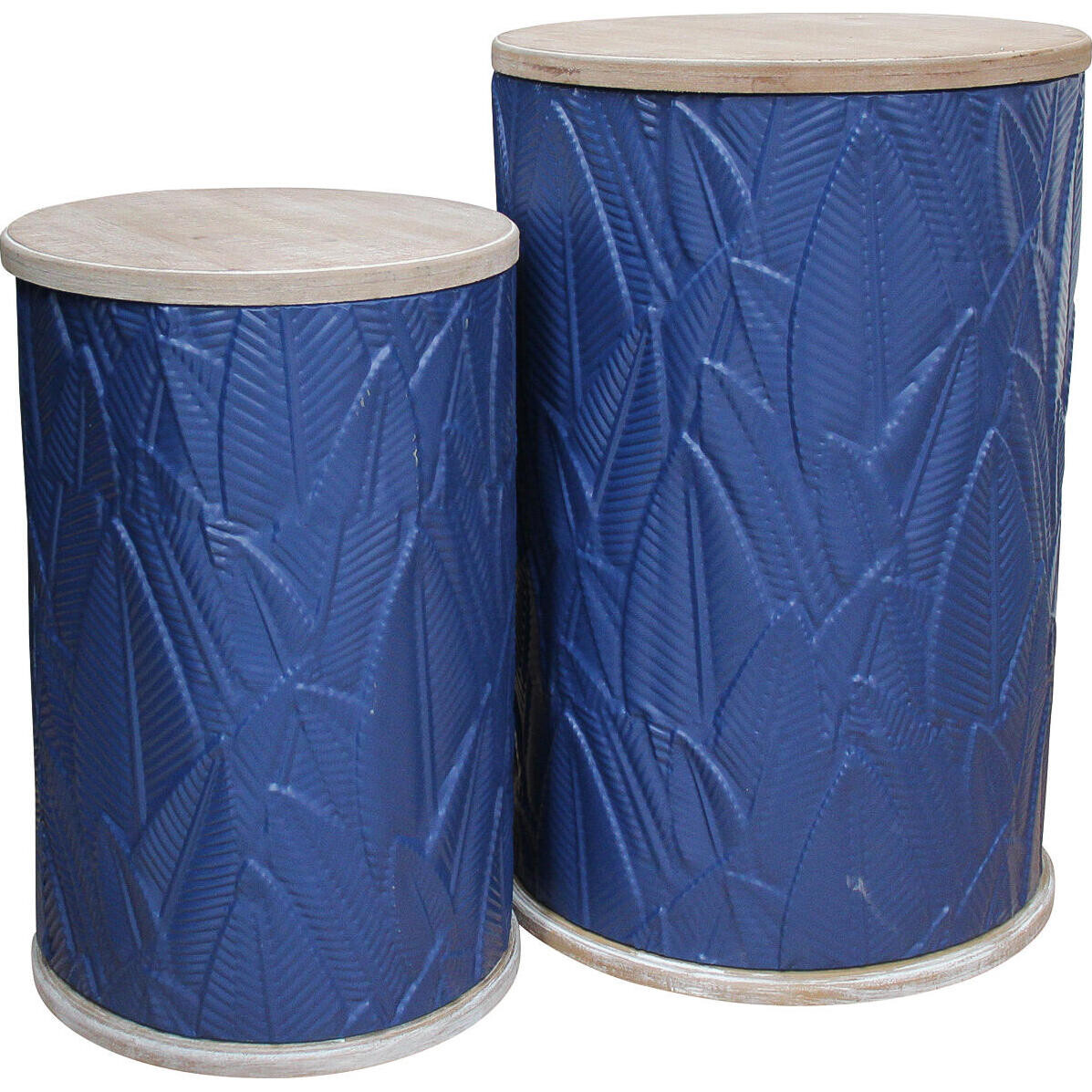 Drum Table Leaf Indigo S/2