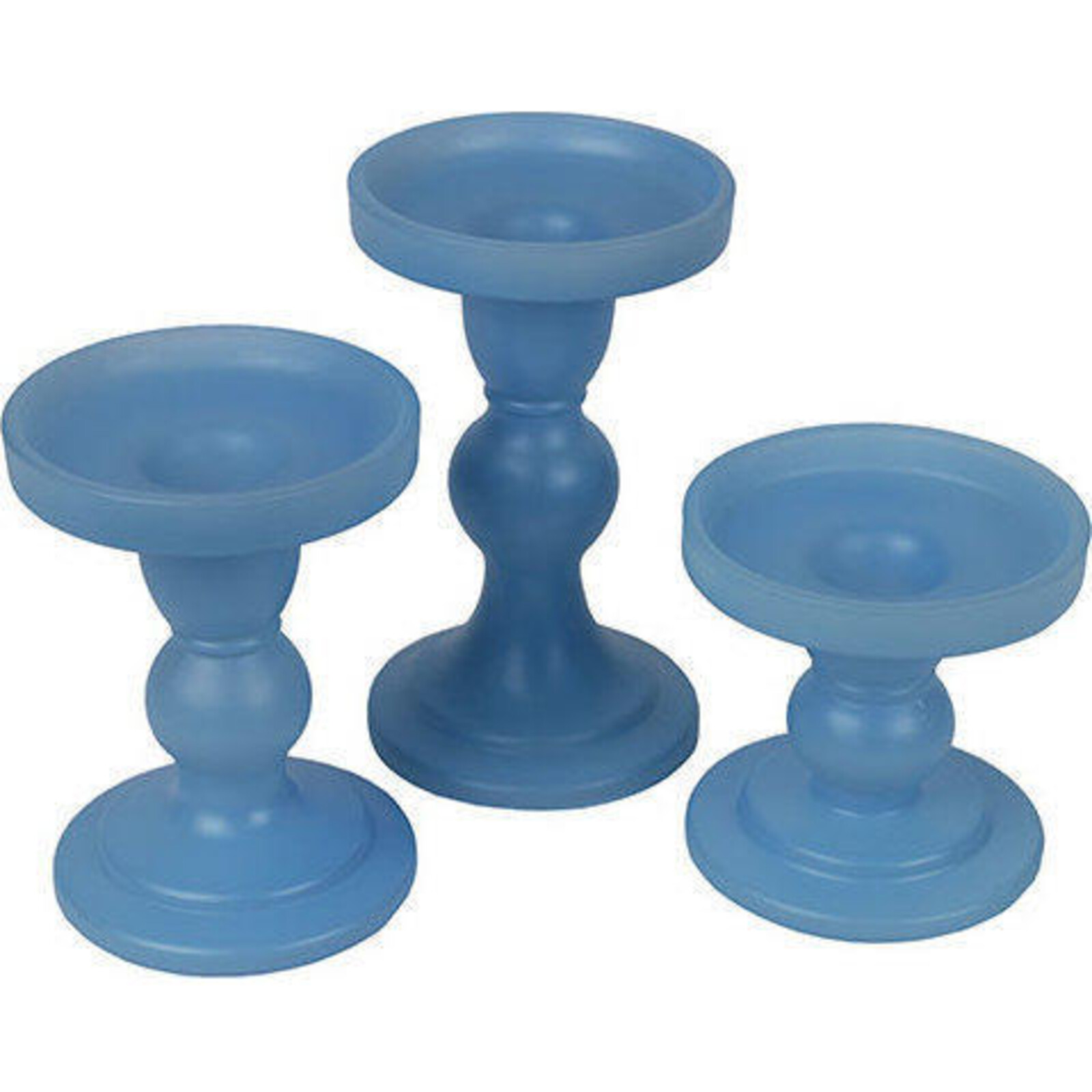 Candlestick Ice Blue S/3