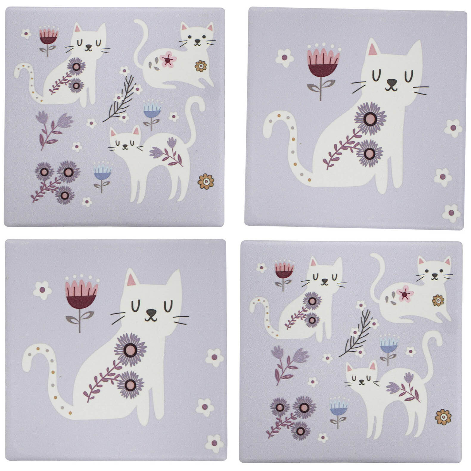 Coasters S/4 Pretty In Purple