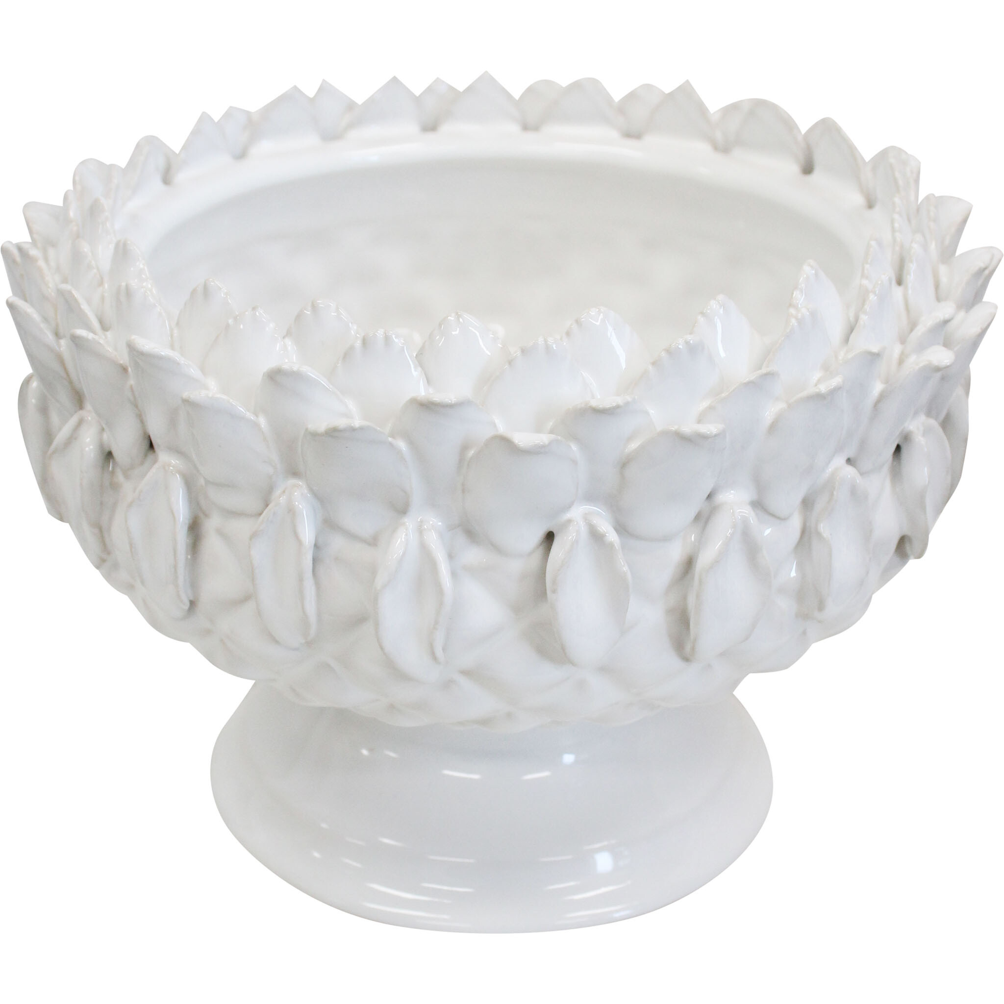 Pineapple Pedestal Bowl Ivory