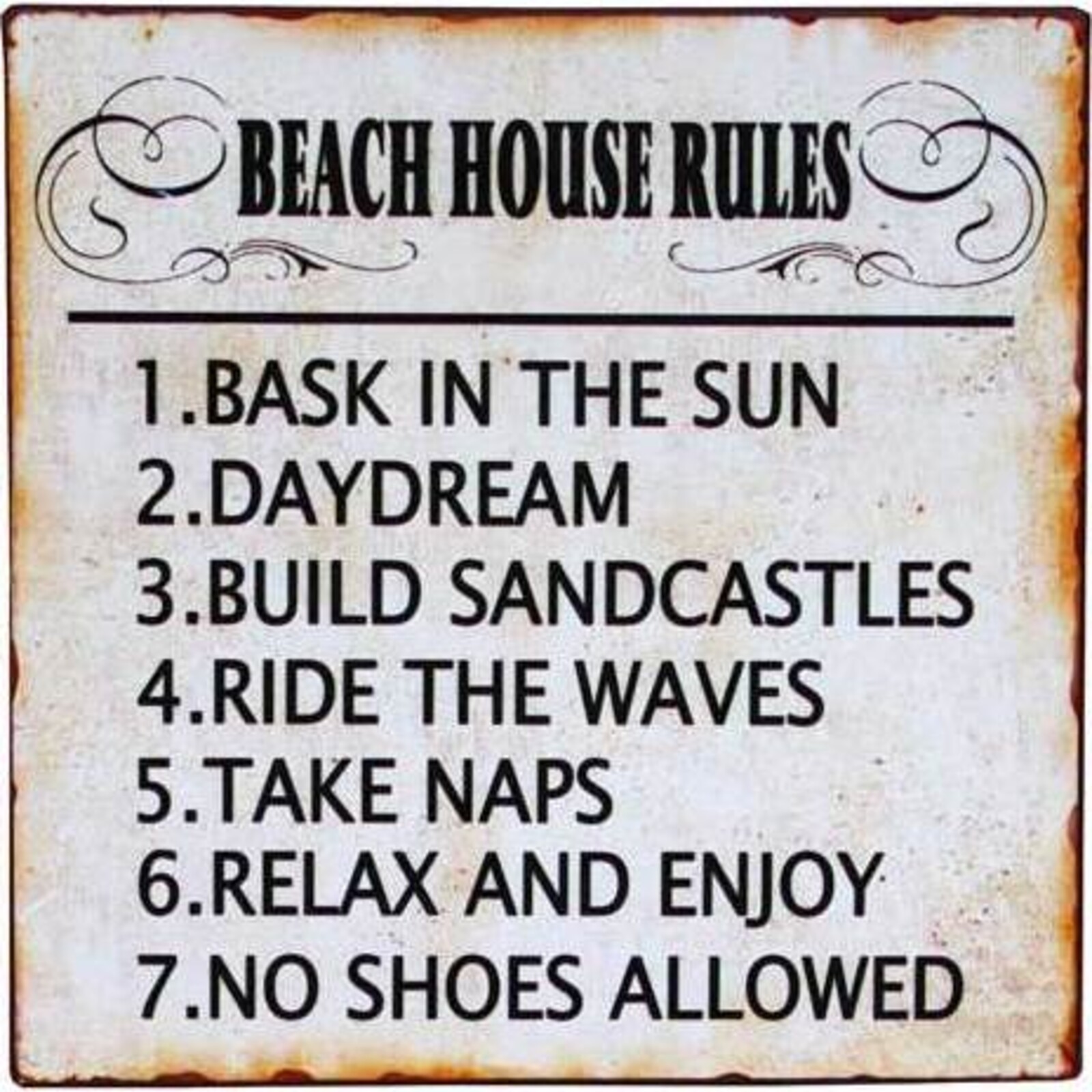Tin Sign Beach Rules