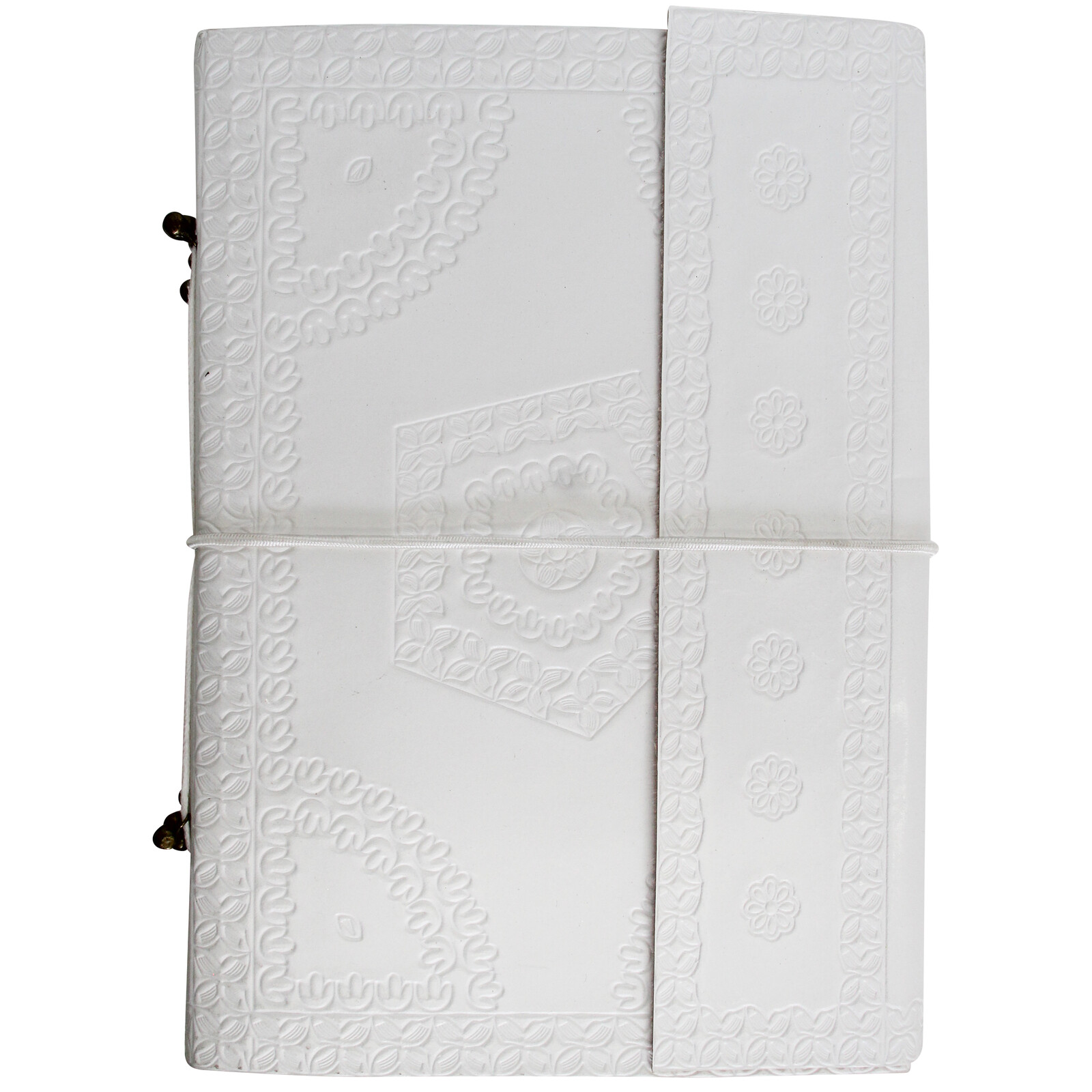 Leather N/Book Emb White