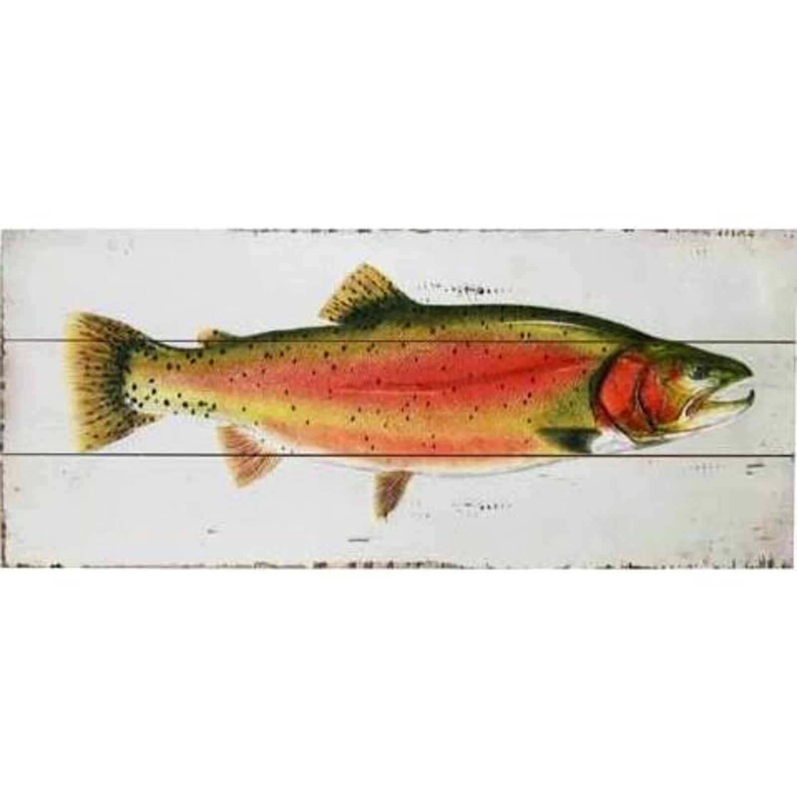 Wood Print Swimming Salmon