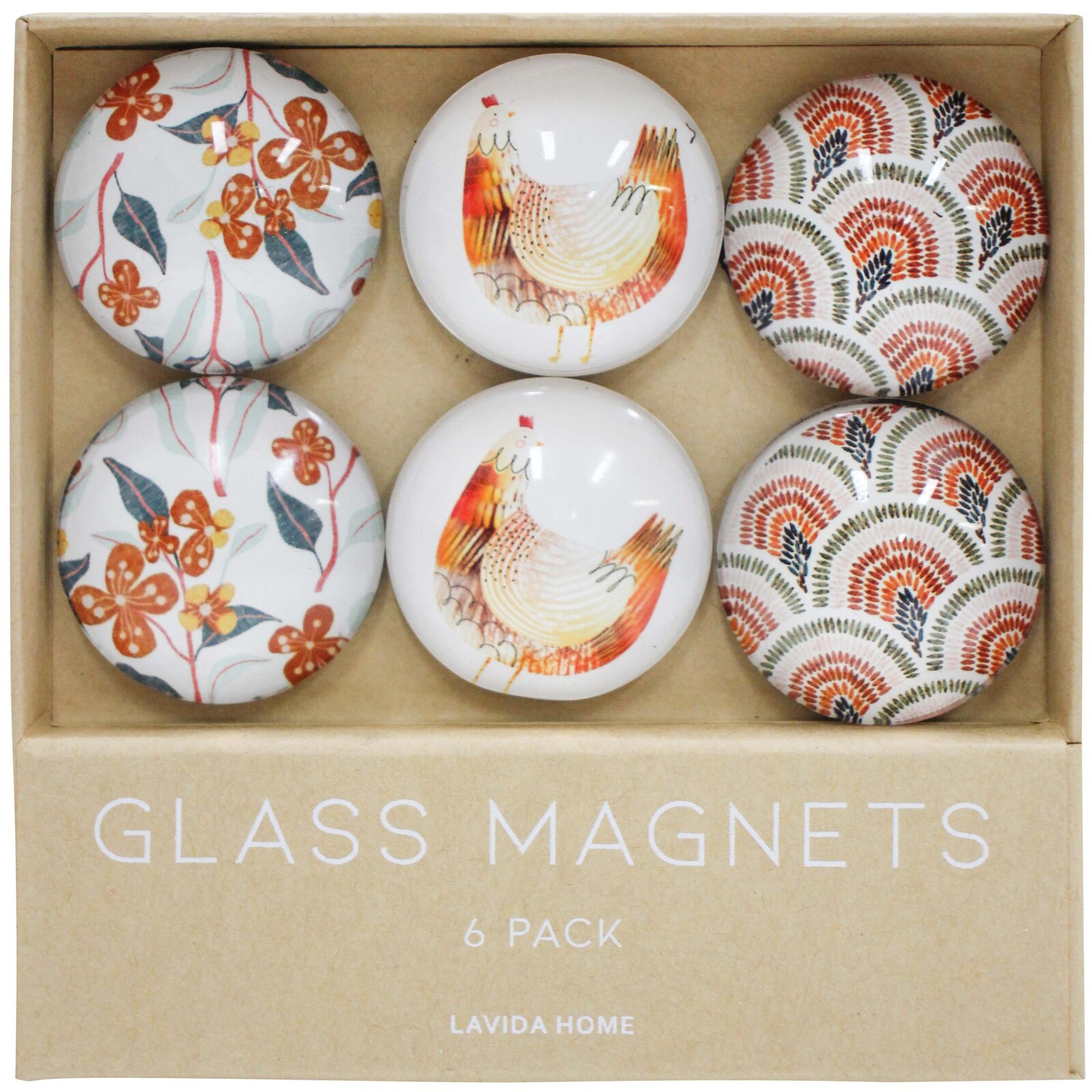 Glass Magnets S/6 Earthen