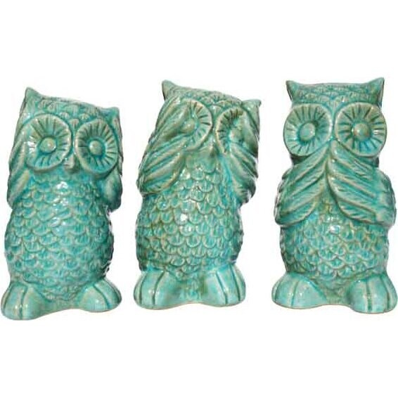 Trio of Owls Blue  -    set 3