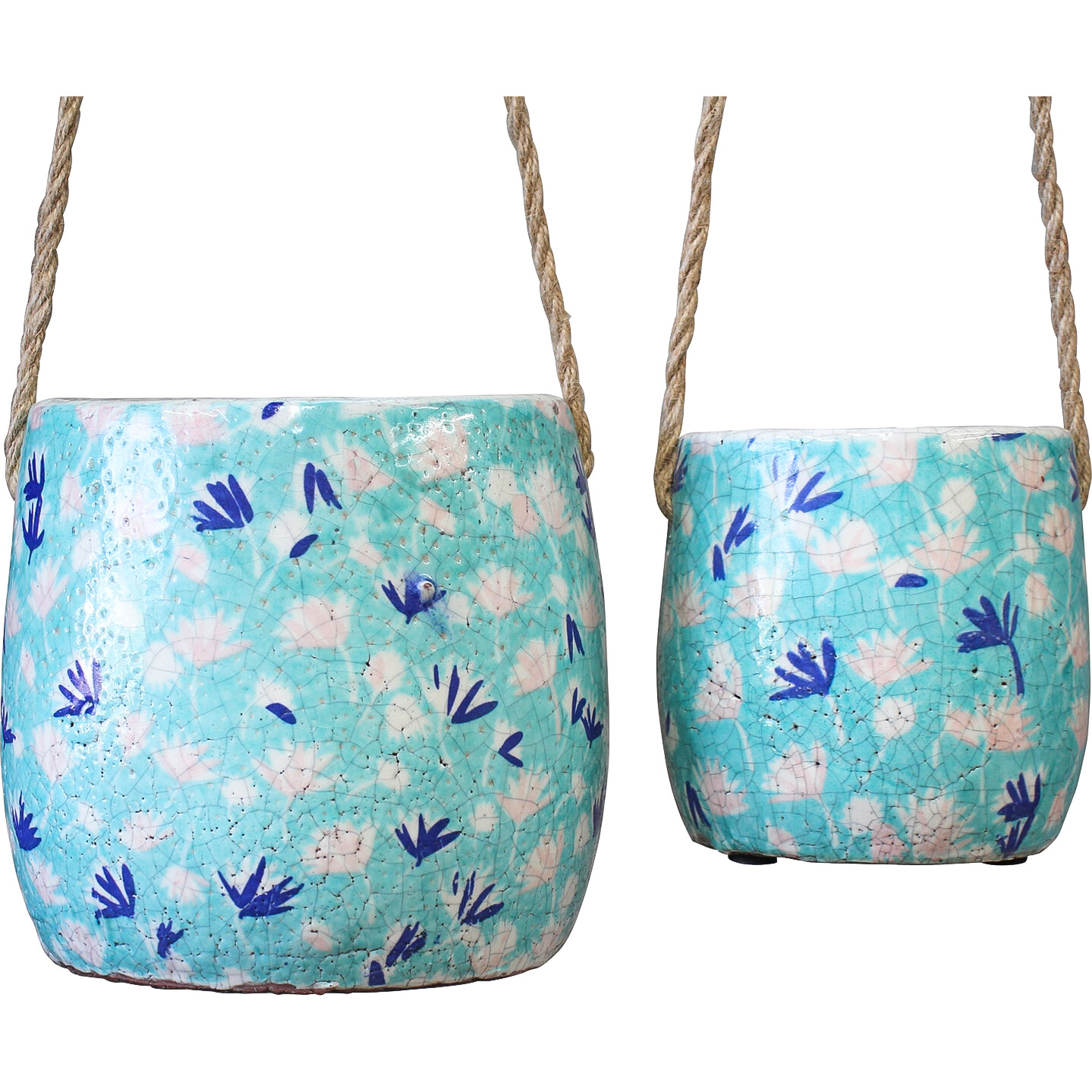 Hanging Pot Funky Teal S/2