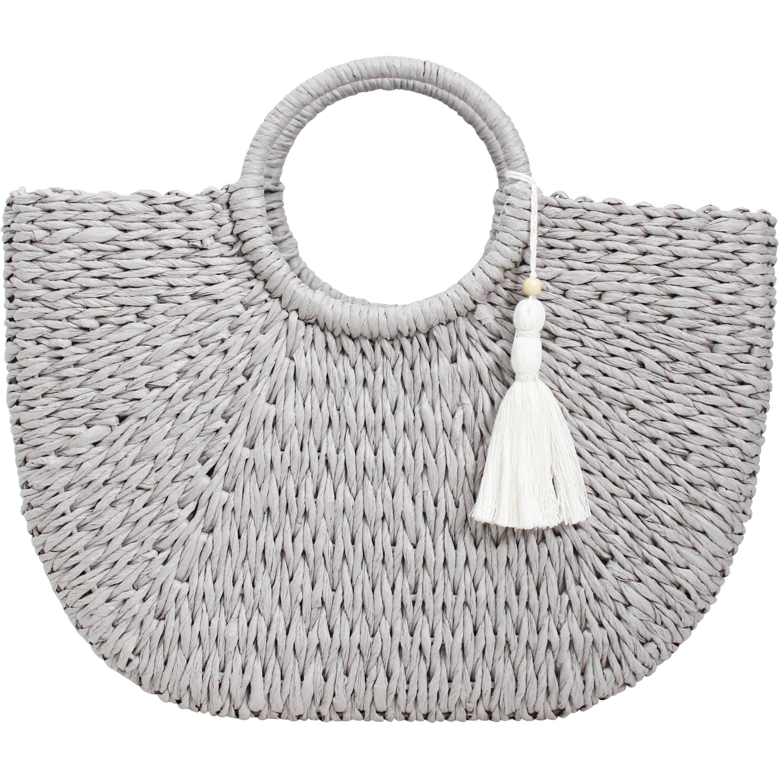 Shopper Basket Woven Pewter 