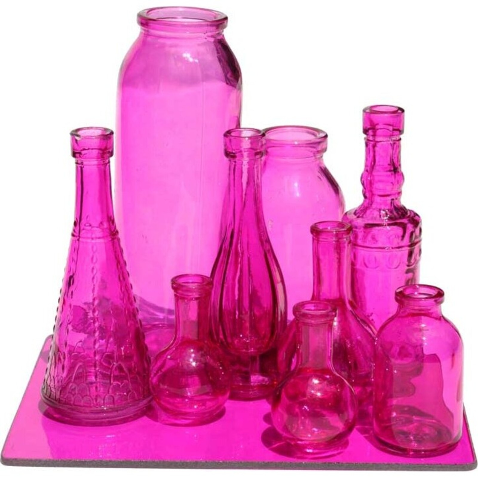 Glass Vase Set - Cerise