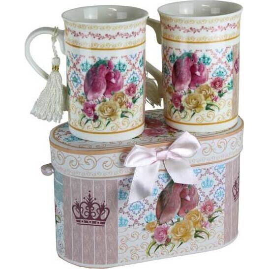 Giftboxed Mugs Lovebirds S/2