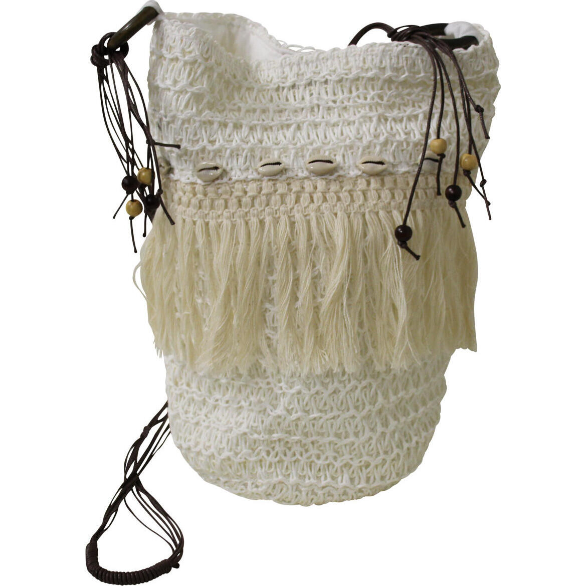 Bag Tote Crotchet Fringe/Shell Natural