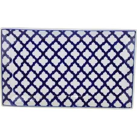 Tray Indigo Quatrefoil