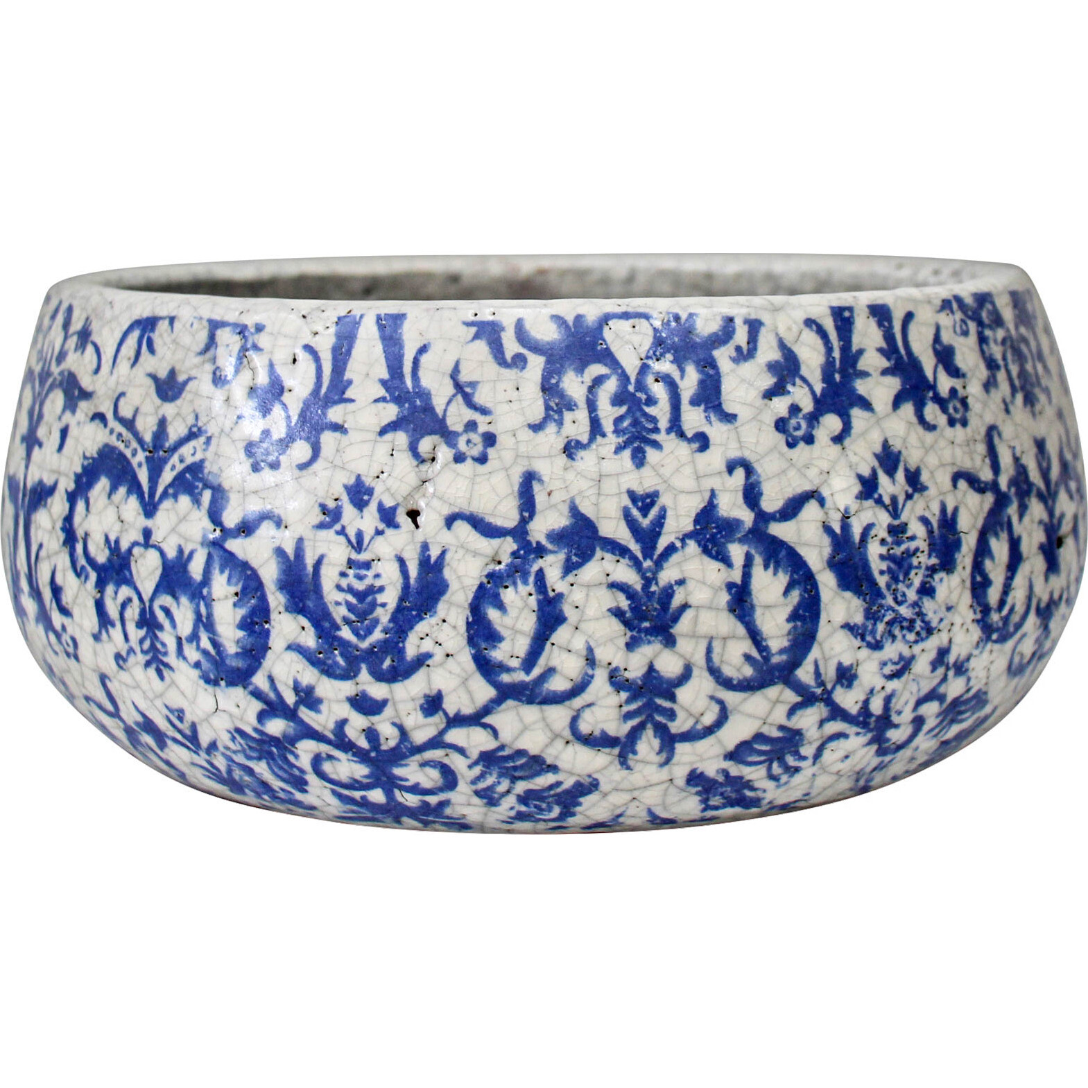 Pot Damask Blue Sml