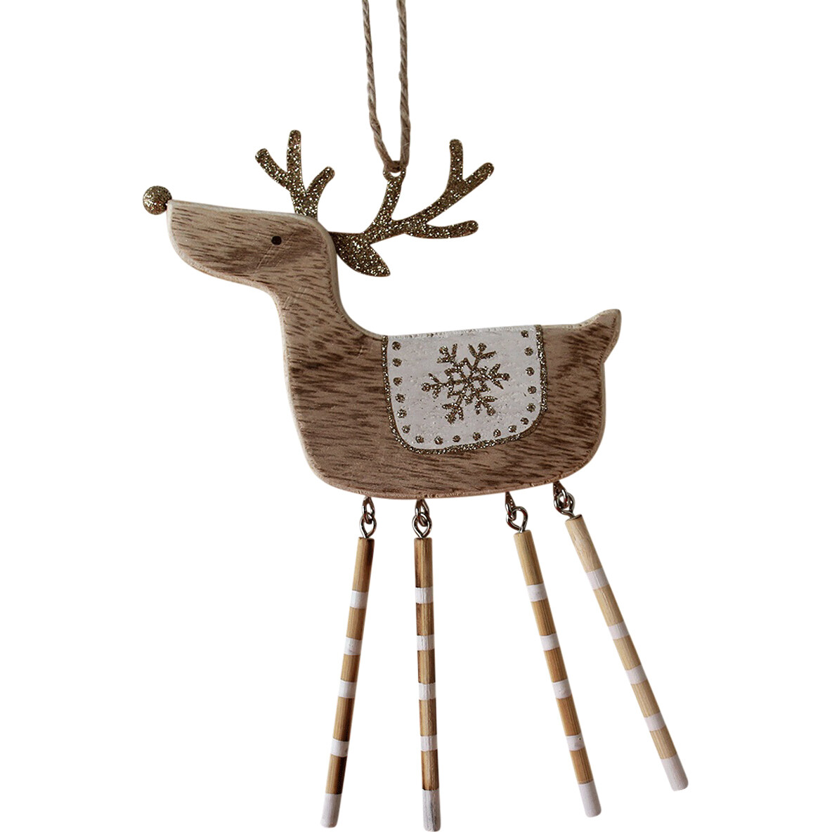 Hanging Reindeer Gold Stripes