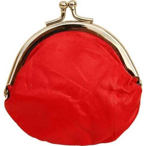 Leather Purse Rond Red