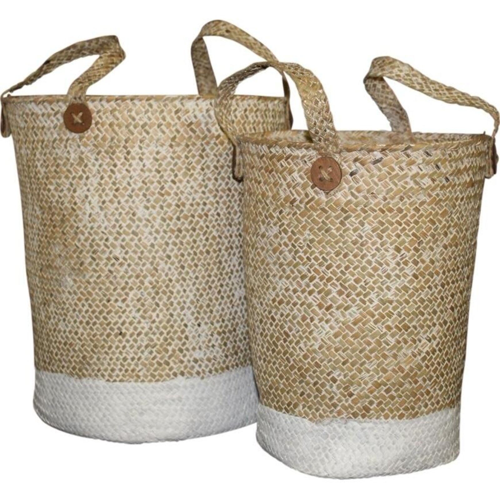 Woven Button Dipped Basket S/2