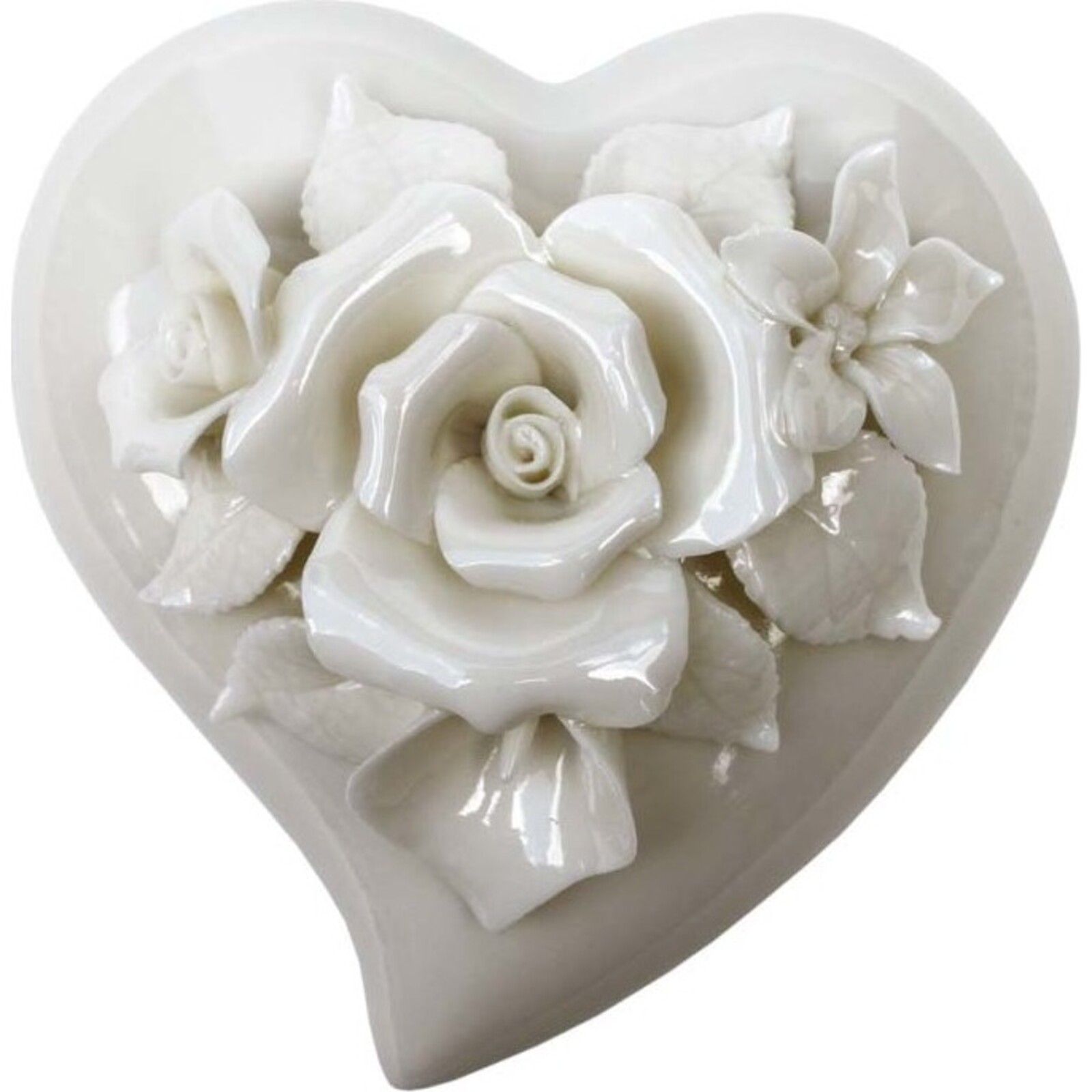 Heart Trinket Box - White Rose