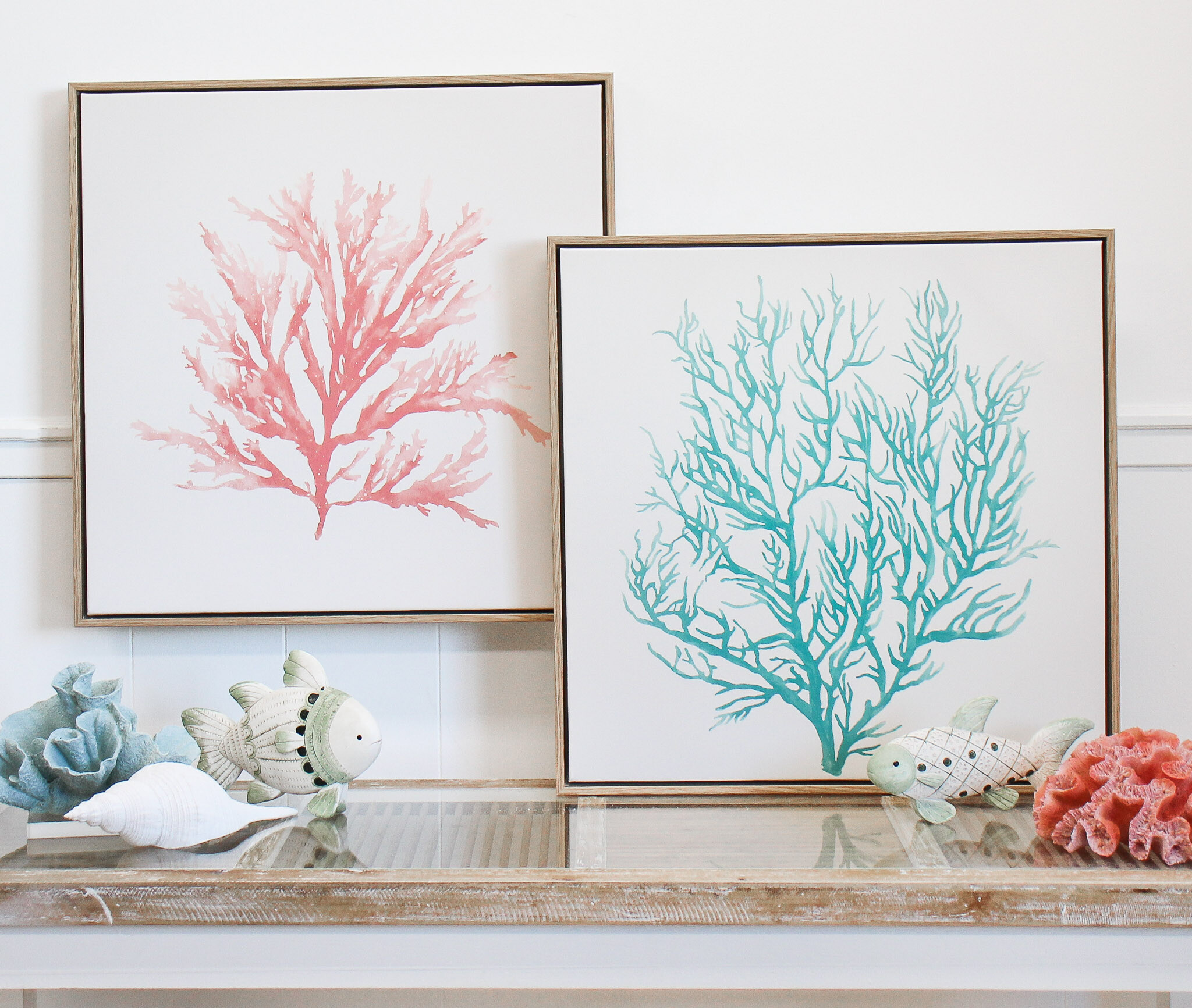 Framed Canvas Ocean Coral