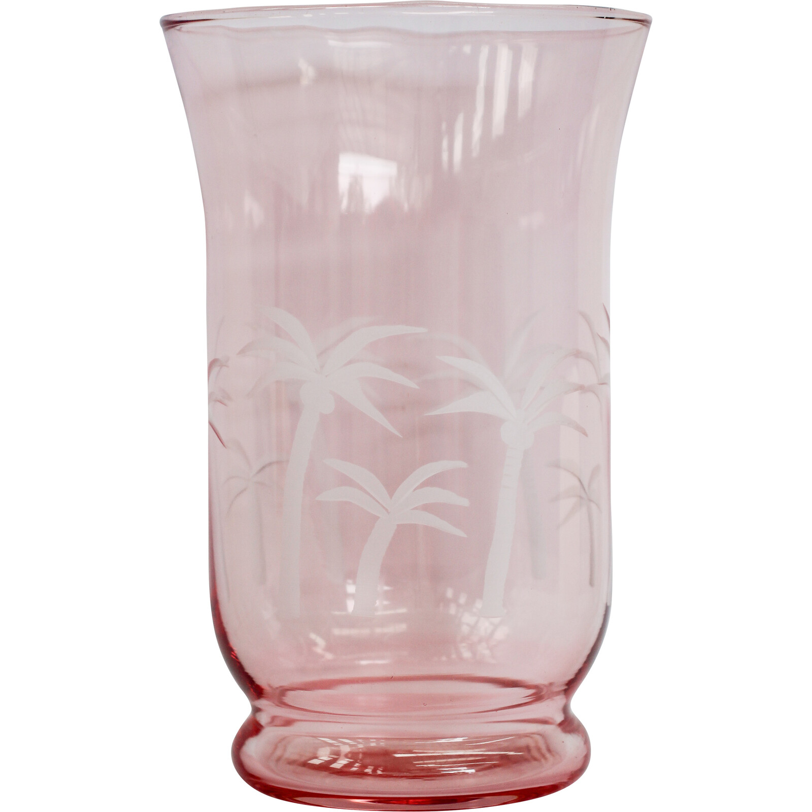 Glass Candle Holder Palm Peach 