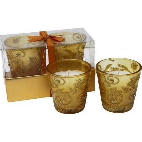 Votives Gold Swirl S/2