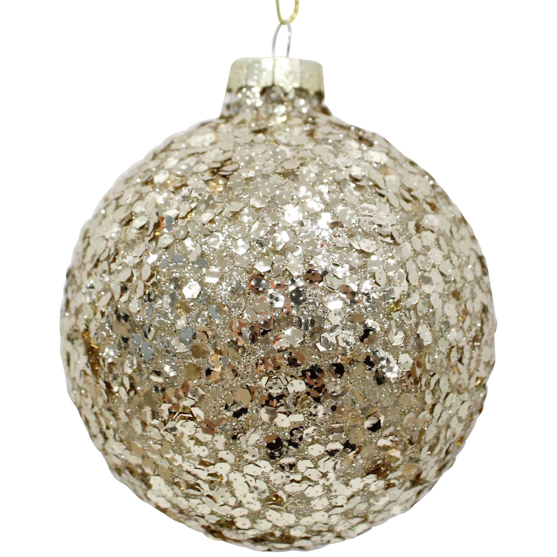 Glass Bauble Champagne Glitter