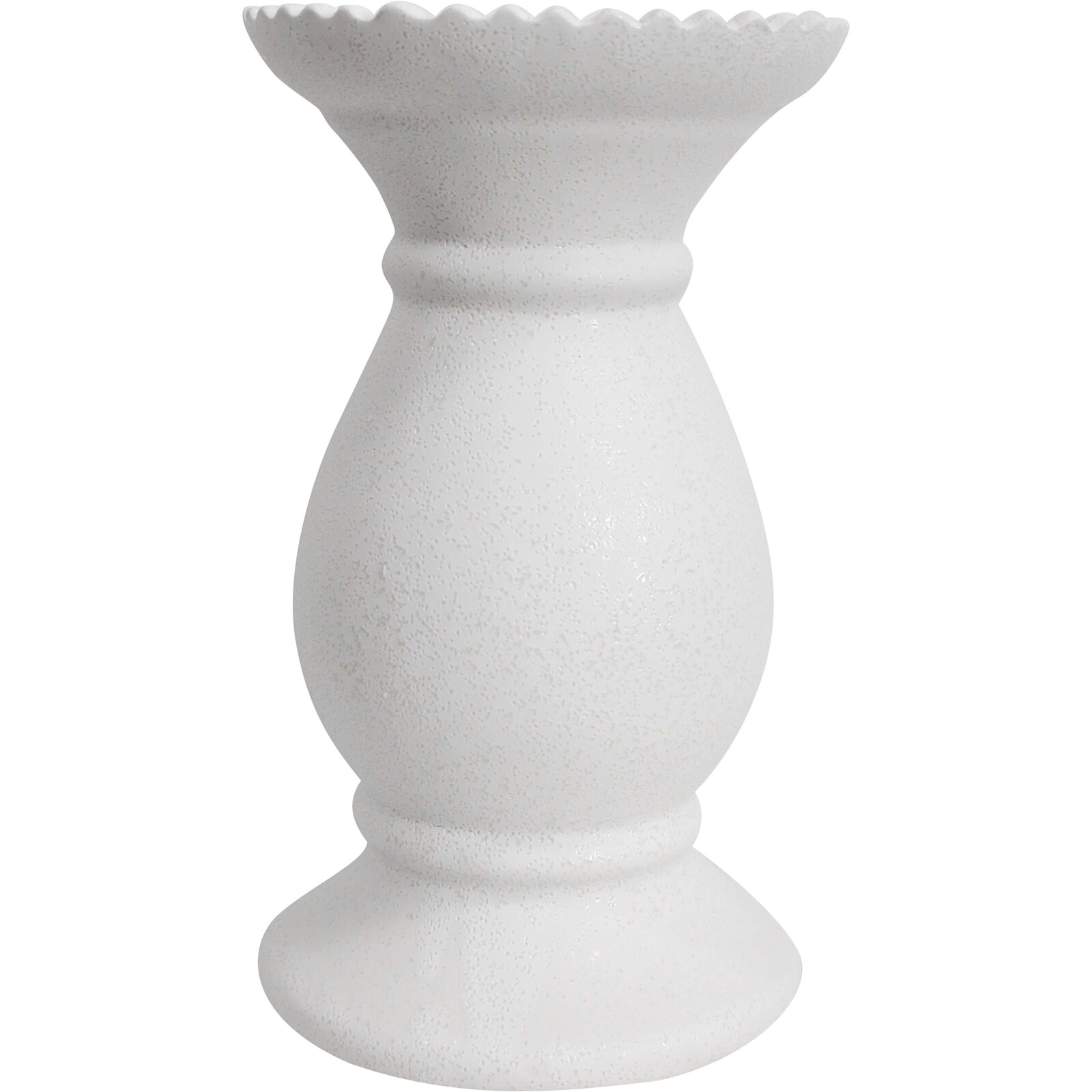 Candle Holder Lopez Med Rustic White