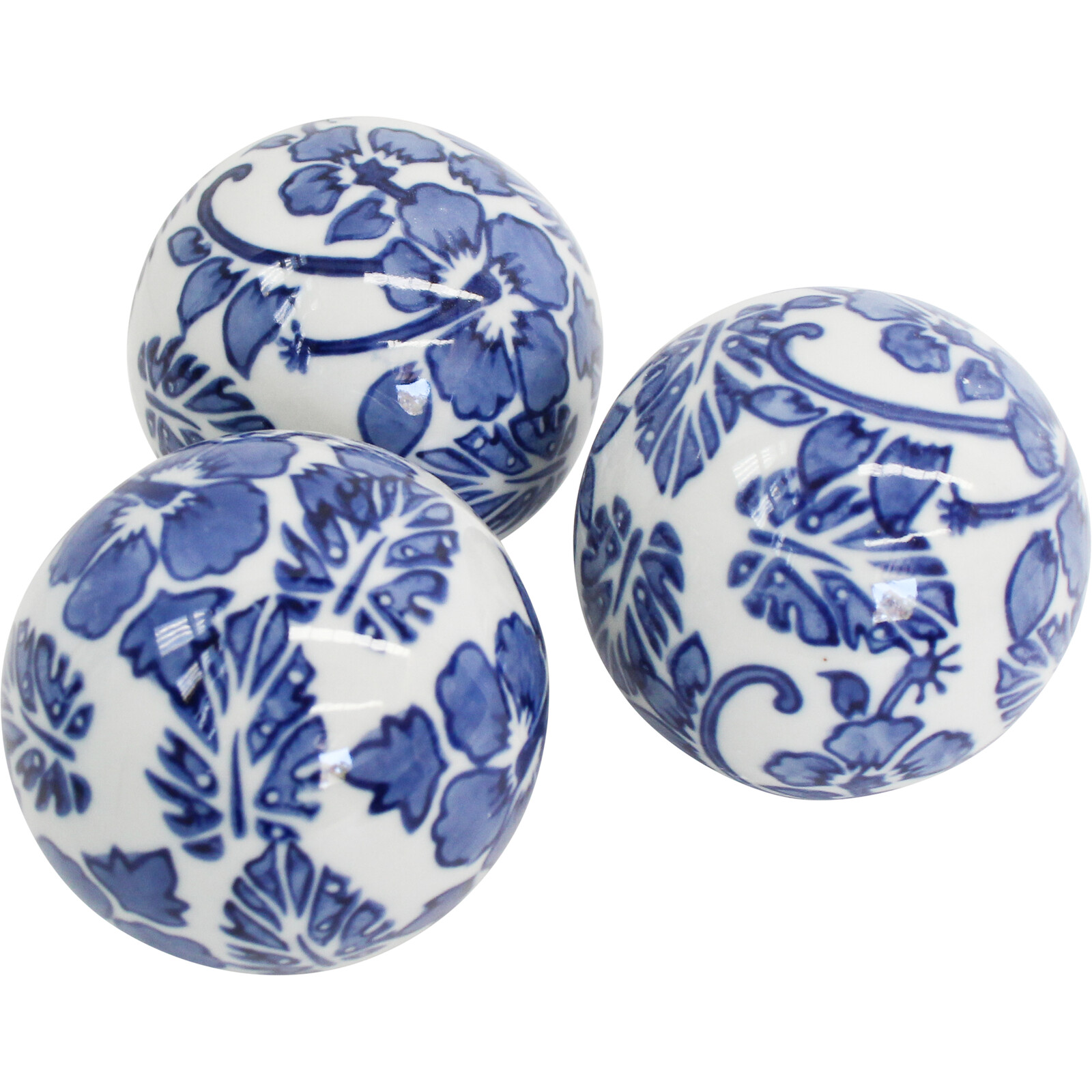 Porcelain Balls S/3 Hibiscus