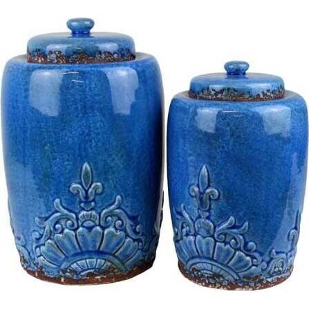 Lidded Urn Cobalt Large