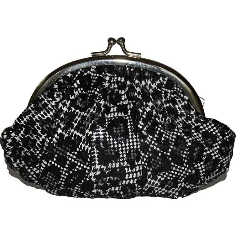 Leather Puff Purse - Black  Snakeskin