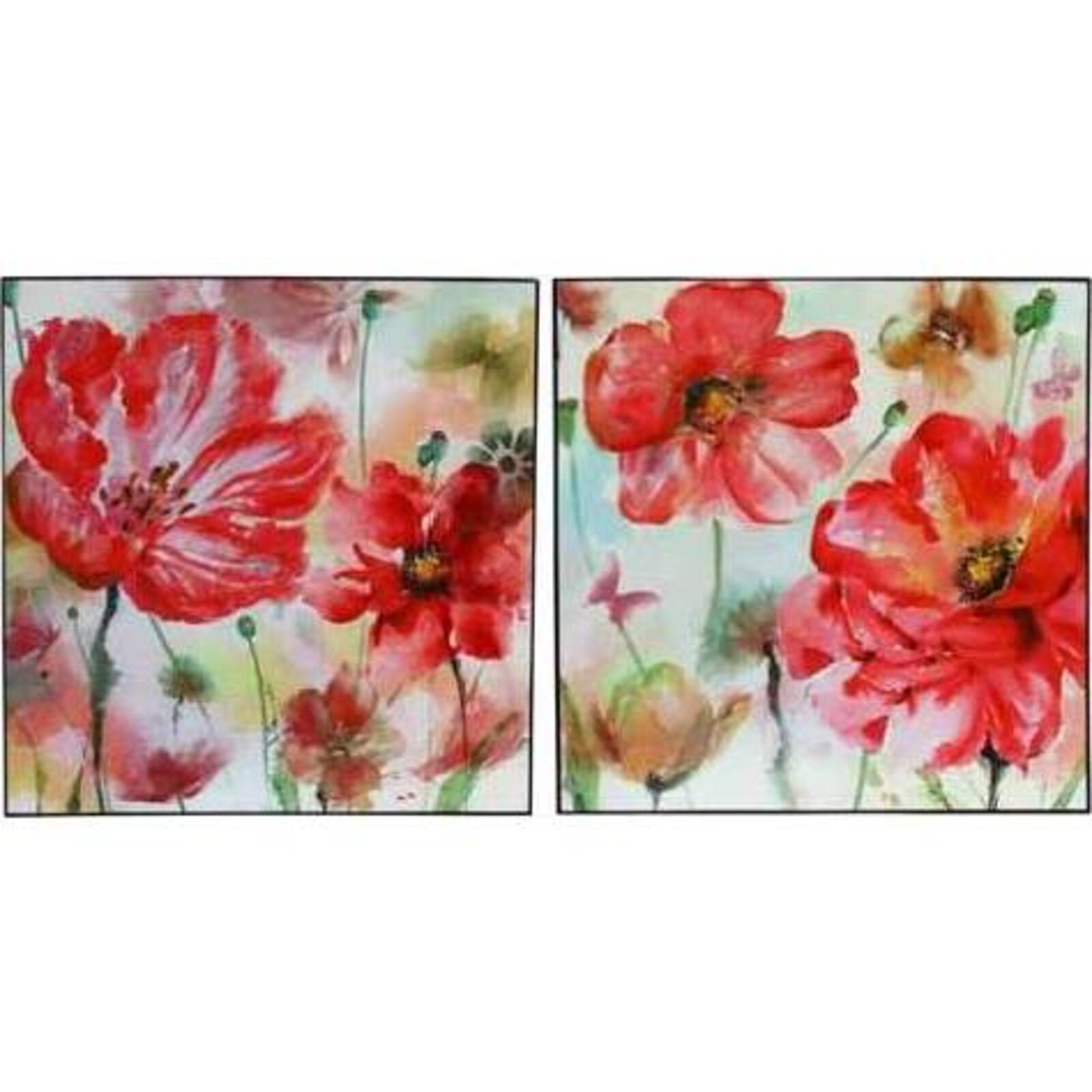Lacquer Print Red Poppies S/2