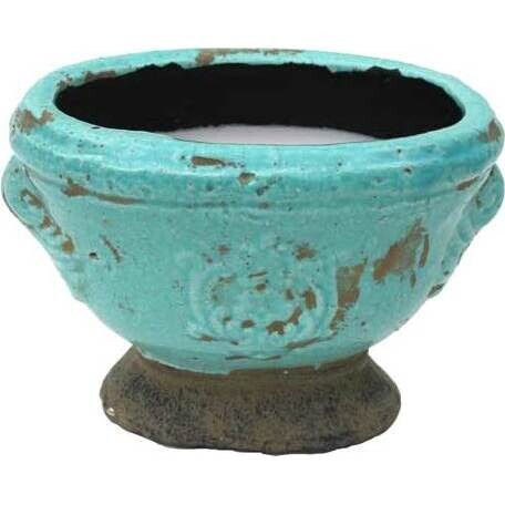 Candle Pot Aqua Oval