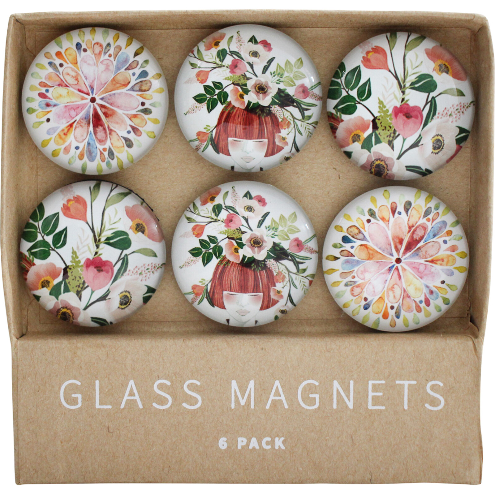 Glass Magnets Bouquet S/6