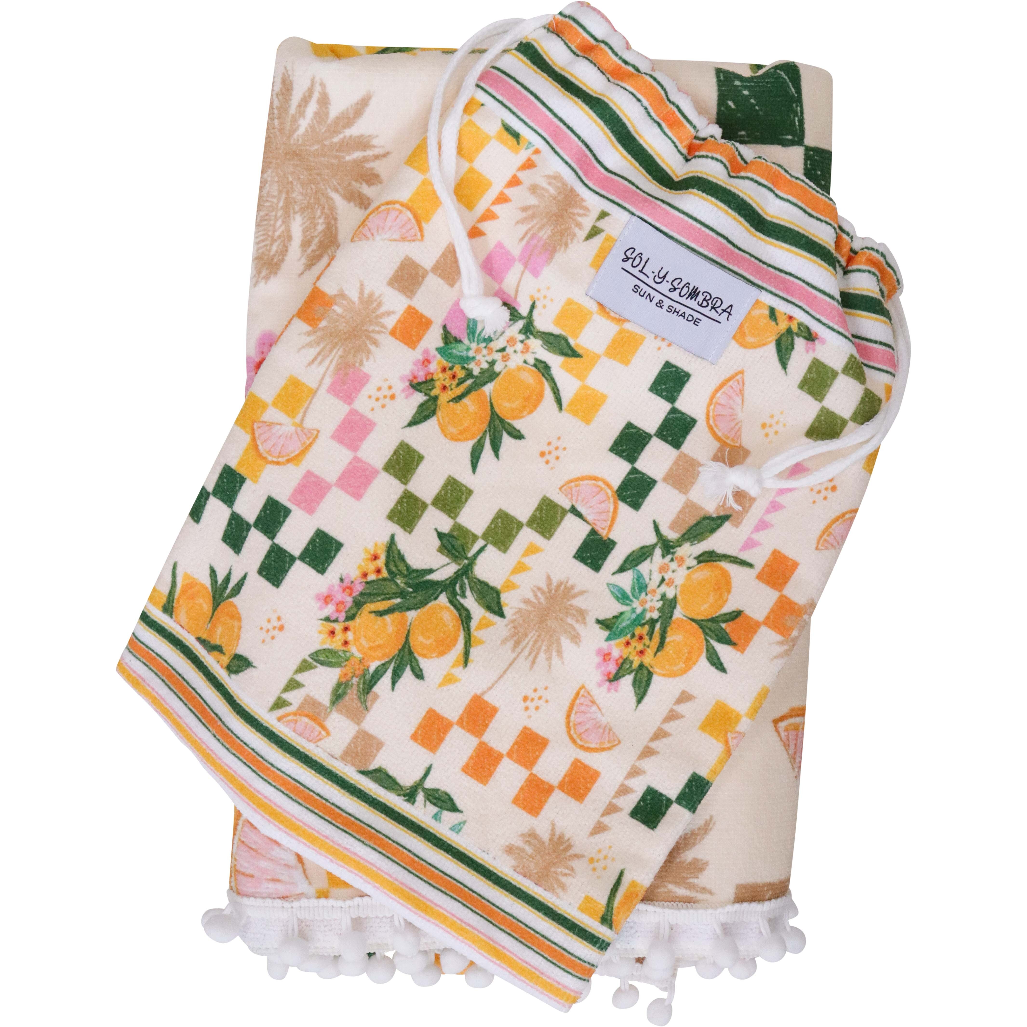 Kids Towel Poncho w/ Bag Lemons