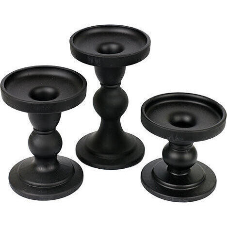 Candlestick Matte Black  S/3