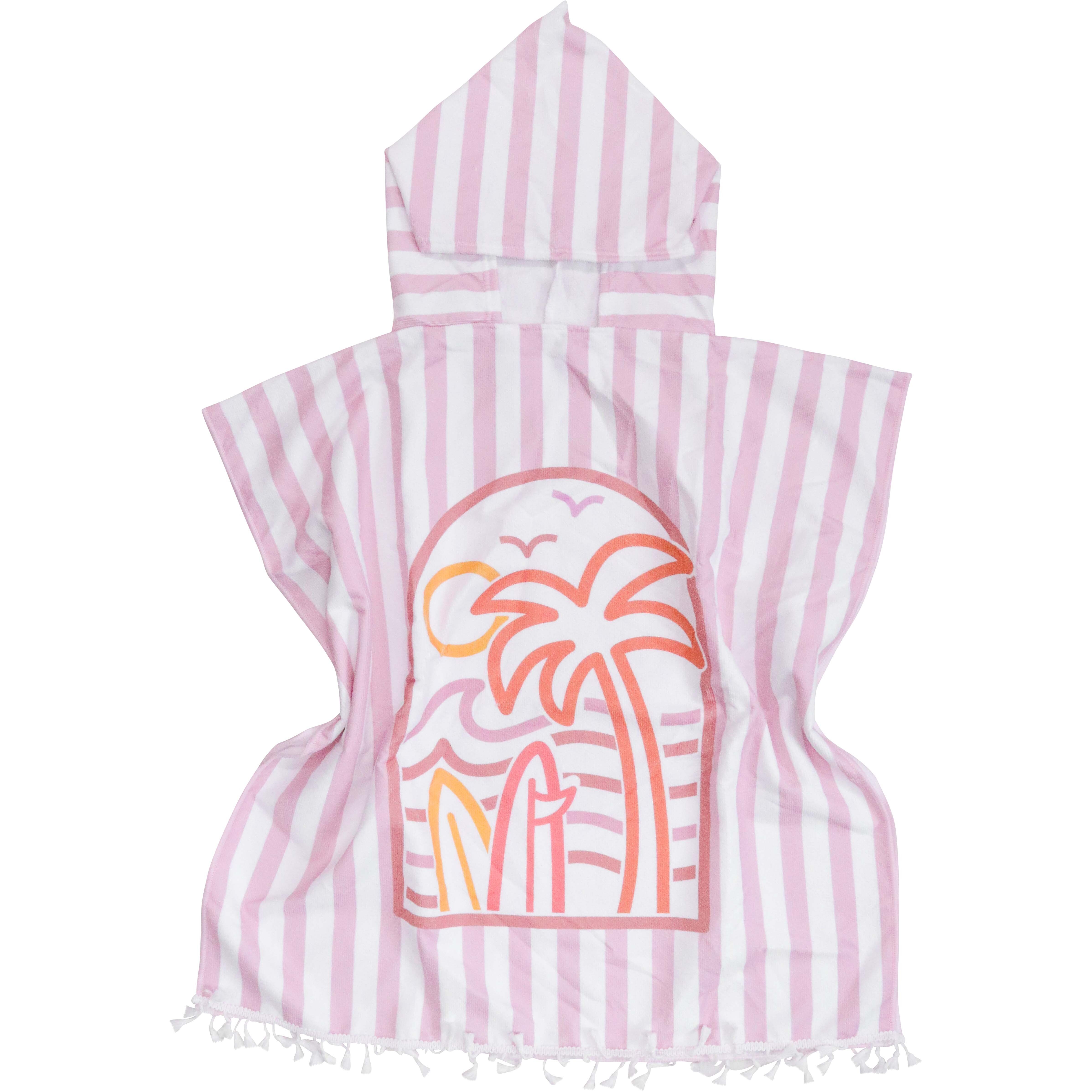 Kids Towel Poncho w/ Bag Summer Pinks